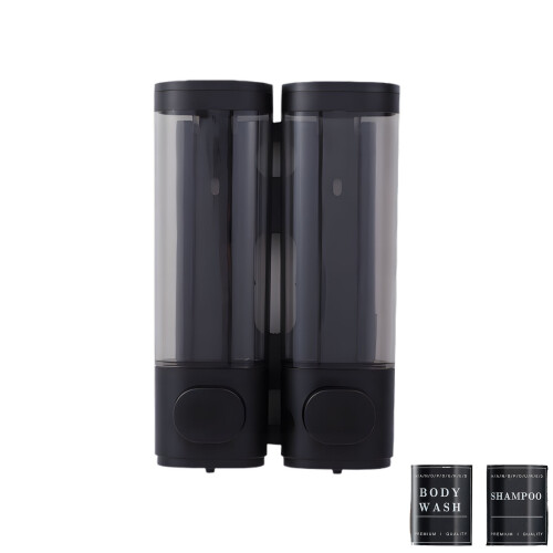 Double No Screw Wall Mounted Soap Dispenser 600ml For-Black