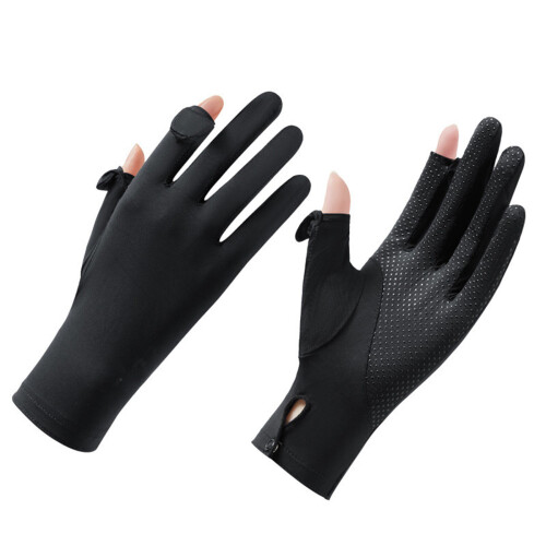 Lightweight Breathable Sun Blocking Gloves Elastic Ice-Black