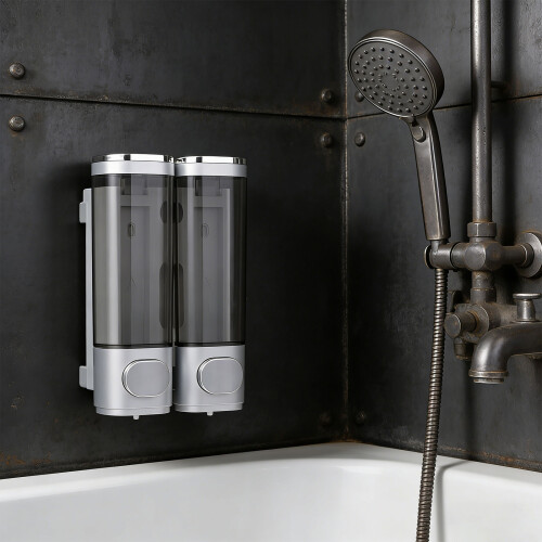 Double No Screw Wall Mounted Soap Dispenser 600ml For-grey 1
