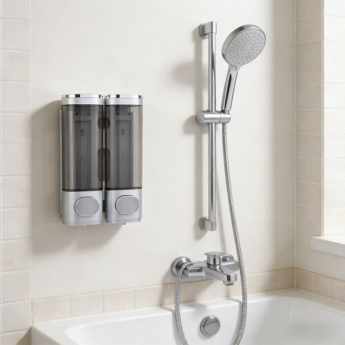 2 Pack Automatic Soap Dispenser Wall Mounted 600ml Large-Silver 2