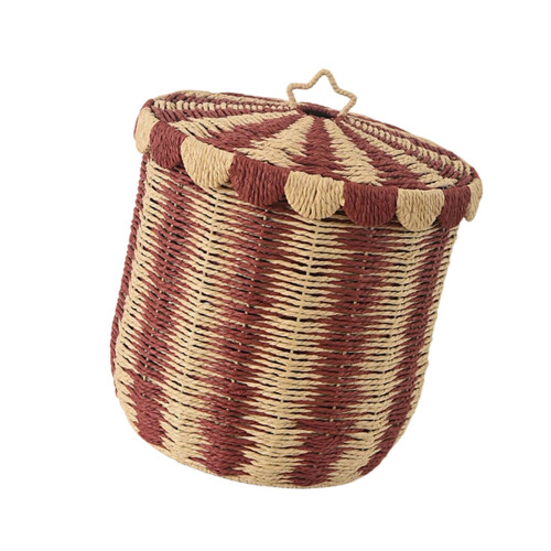 User Friendly Woven Basket For Clothes Storage-Red large size