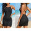 Robe de plage tricotée ajourée, tissu Polyester léger,-Noir S 7