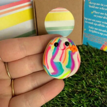 (a) Worry Stone Thumb Buddy, Polymer Clay Pocket Hug, Tactile Sensory Fidget Buddies