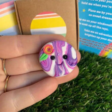 (h) Worry Stone Thumb Buddy, Polymer Clay Pocket Hug, Tactile Sensory Fidget Buddies