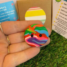 (j) Worry Stone Thumb Buddy, Polymer Clay Pocket Hug, Tactile Sensory Fidget Buddies