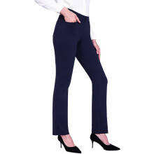 (XXL, Navy Blue) Dámské kalhoty, jednobarevné, s vysokým pasem, elastické, rozšířené, s kapsami, na párty a rande