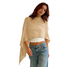 (M, Khaki) Poncho tricoté pour femme, couleur unie, châle asymétrique, cape confortable pour toutes les saisons