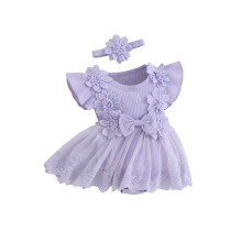 (12-18 Months, Purple) Φόρεμα 2 τεμαχίων με βολάν.