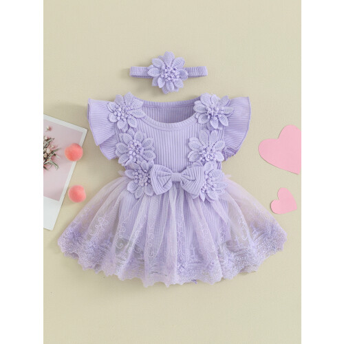 (12-18 Months, Purple) Φόρεμα 2 τεμαχίων με βολάν. 1
