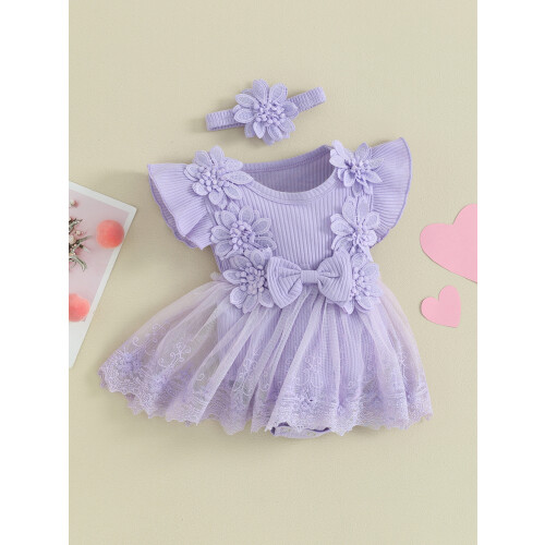 (12-18 Months, Purple) Φόρεμα 2 τεμαχίων με βολάν. 2