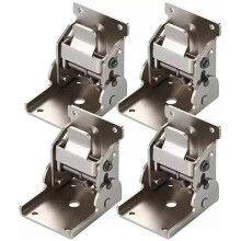 (4pcs, silver) 2/4pcs 90 Degrees Self-Locking Folding Hinge Anti-Corrosion Invisible Connector