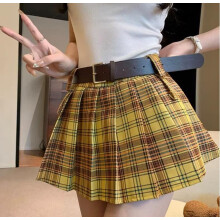 (One Size, Yellow) Jupe plissée mini et clubs.