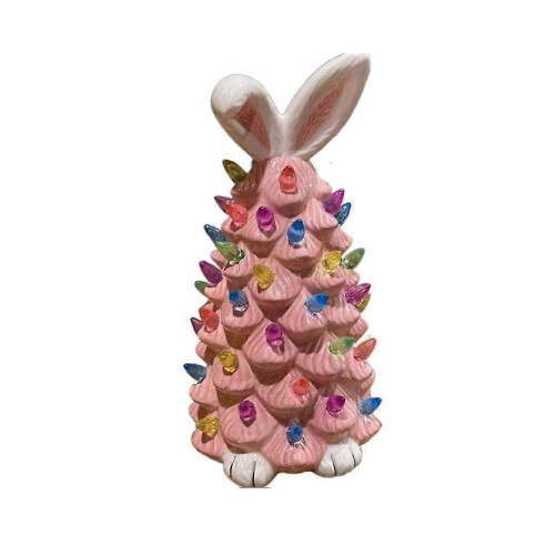 (pink) 2025 Latest Easter Egg Tree - Lighted Easter Bunny Topiary Resin Tree