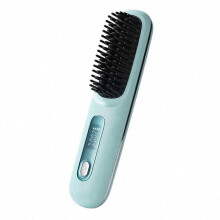 (Blue) USB Charging Portable Hair Straightener Brush, Cordless Straightening Comb LED Display & Ceramic Coating, Ionic Technology