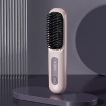 (Purple) USB Charging Portable Hair Straightener Brush, Cordless Straightening Comb LED Display & Ceramic Coating, Ionic Technology