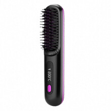 (Black) USB Charging Portable Hair Straightener Brush, Cordless Straightening Comb LED Display & Ceramic Coating, Ionic Technology