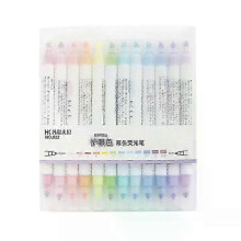 12-Piece Double-Headed Highlighter Pen Set - Fluorescent Markers for School, Office, and Study Notes