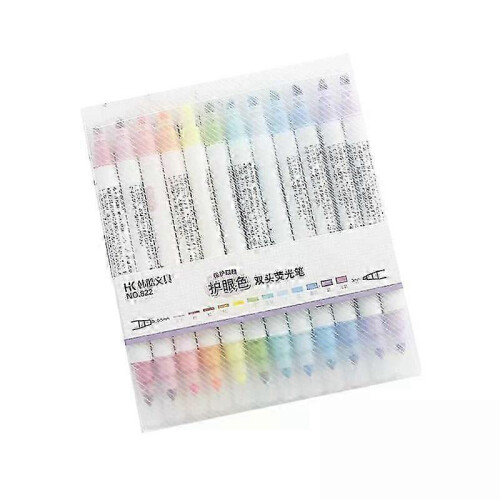12-Piece Double-Headed Highlighter Pen Set - Fluorescent Markers for School, Office, and Study Notes 1