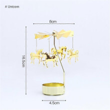 (J) Gold Candlesticks Rotating Romantic Rotation Spinning Carrousel Tea Light Candle Holder Dinner Wedding Bar Party