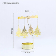 (H) Gold Candlesticks Rotating Romantic Rotation Spinning Carrousel Tea Light Candle Holder Dinner Wedding Bar Party