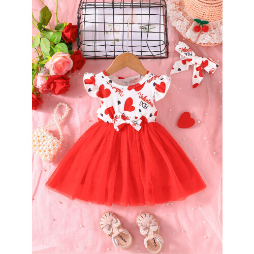 (6-9 Months, Red) Kleid für Kleinkinder mit Haarband 1