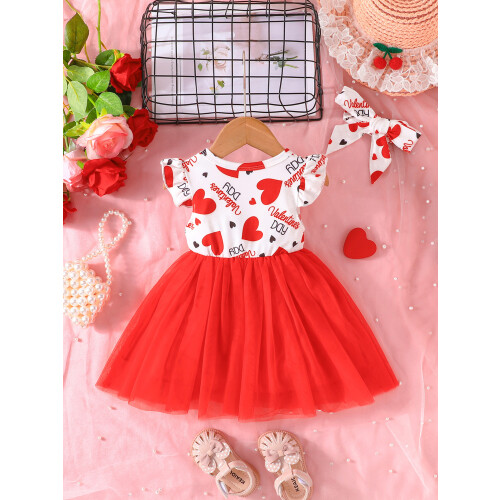 (6-9 Months, Red) Kleid für Kleinkinder mit Haarband 2