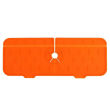 (orange) 2pcs Silicone Faucet Mat Kitchen Protector Faucet Absorbent Mat Sink Splash Guard