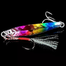 (C1-2hooks, 14G) Metal Cast Jig Spoon Lures for Sea Bass Fishing - Various Weights from 7g to 40g, Ideal for UK Shore Casting