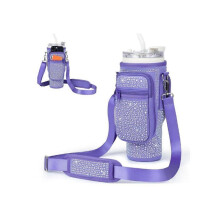(Purple)Sparkling Rhinestone Bottle Bag For Stanley 40/30 Oz Insulated Tumbler Sleeve