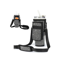 (Black)Sparkling Rhinestone Bottle Bag For Stanley 40/30 Oz Insulated Tumbler Sleeve