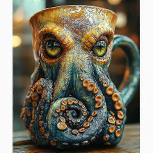 (Type A, Without liner) Cthulhu-inspired pirate tankard, a medieval Viking beer mug for themed UK gatherings and drinks.