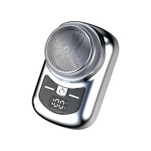 (Silver) Mini Electric Shaver Beard Trimmer Razor Portable Mini Shaver USB Charge Acces