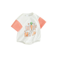 (0-3 Months, White) Combinaison de Pâques pour bébé, motif lapins et carottes, col rond, manches courtes, pour garçon ou fille