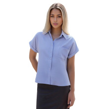 (S, Light Purple) Chemise d'été pour femme en coton et lin, manches courtes, col à revers, boutonnée, couleur unie, une poche
