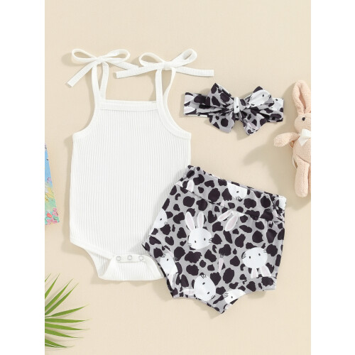 (0-3 Months, White) Conjunto corto bebé de Pascua. 1