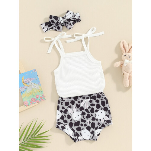 (0-3 Months, White) Conjunto corto bebé de Pascua. 2