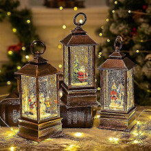 Christmas Wind Lantern Music Box with Water-Filled Night Light - Creative Crystal Ball Ornament for UK Holiday Decor