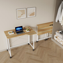 Folding Desk with Locking Casters Folding Table with Wheels for Living Room Bedroom Office