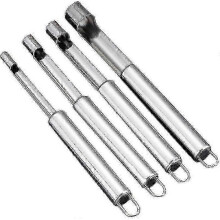 Set of 4 Stainless Steel Apple and Pear Corers in Silver Finish for Easy Fruit Preparation
