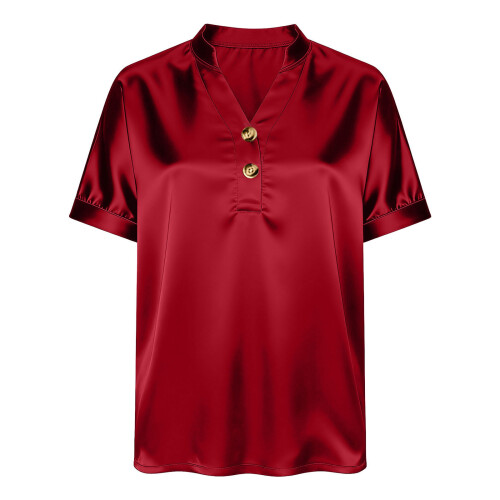 Soft Polyester Shirt Short Sleeved Youthful Design For-White M 1