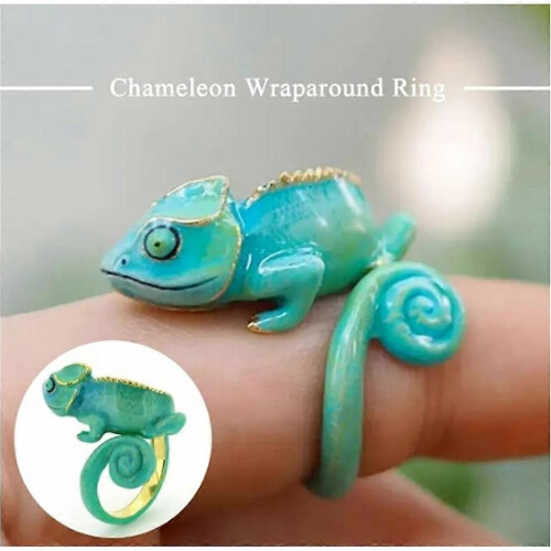 Cute Chameleon Wraparound Ring,Creative Wraparound Shaped Hug Finger Ring 1