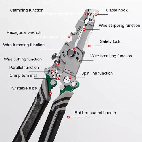 18 in 1 Foldable Wire Stripper,Multi-function Wire Stripping Pliers Cable Cutter 1