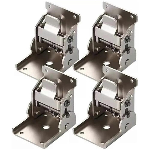 (4pcs, silver) 2/4pcs 90 Degrees Self-Locking Folding Hinge Anti-Corrosion Invisible Connector
