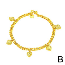 (5 hearts) Gold Plated Heart Bracelet Non Fading Gold Bracelet