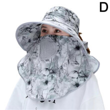 (Gray)Chiffon Landscape Breathable Face Shield Sun Hat with Large Brim Antiultraviolet