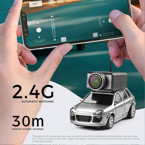 (Milk tea)Mini FPV Remote Control Car - Silver (with Camera+APP Control) 1:64 2
