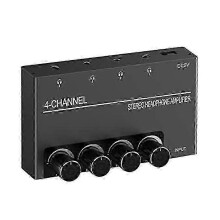 4-Channel Stereo Headphone Amplifier with 4x 3.5mm Outputs for Shared Audio Listening in the UK