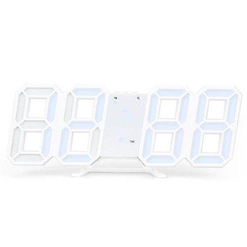 (White) LED Night Wall Clock 3D Digital Alarm Watch Display Temperature Modern USB Gift~
