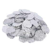 100pcs Pirate Coins Decor Plastic Silver