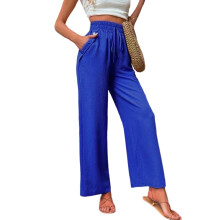 Wide-leg pants, suitable for women, high, flowy and-Blue L